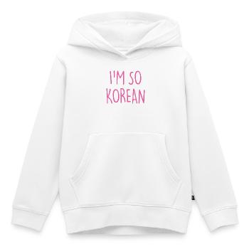 JE SUIS TELLEMENT CORÉEN CORÉEN - Sweat Premium à capuche enfant bio - blanc - Devant - AI Model Kid Female (0cm)