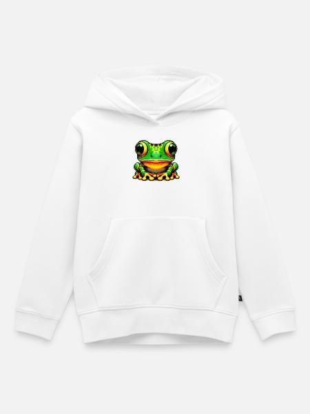 Frosch - Kinder Premium Organic Hoodie - Weiß