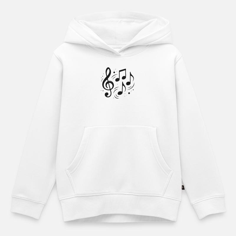 Notes abstraites et conception de croquis de musique - Sweat Premium à capuche enfant bio - blanc