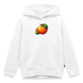 Illustration einer Mandarine mit grünen Blättern - Kinder Premium Organic Hoodie - Weiß - Vorne - AI Model Kid Female (0cm)