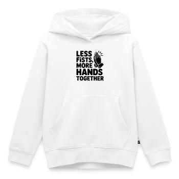 Less Fists More Hands Together Gebet - Kinder Premium Organic Hoodie - Weiß - Vorne - AI Model Kid Female (0cm)