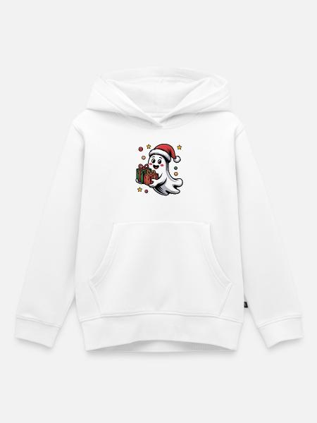 Weihnachtsgeist mit Geschenk - Kinder Premium Organic Hoodie - Weiß