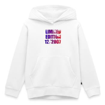 18e anniversaire Edition limitée 12/2007 - Sweat Premium à capuche enfant bio - blanc - Devant - AI Model Kid Female (0cm)