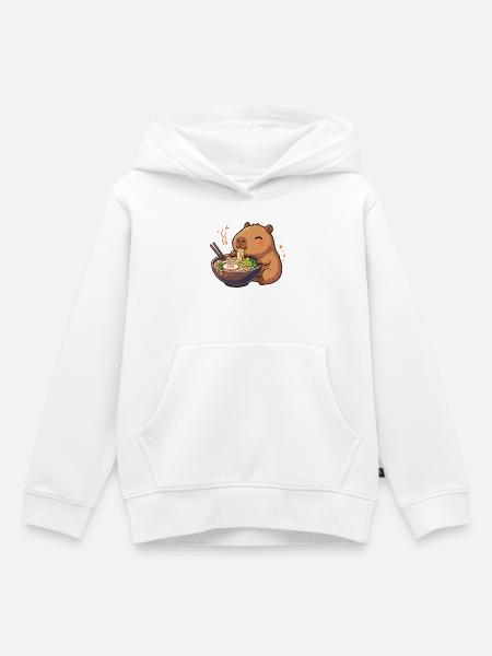 Capybara mit Nudeln Ramen kawaii Capybara - Premium børne hættetrøje økologisk - hvid