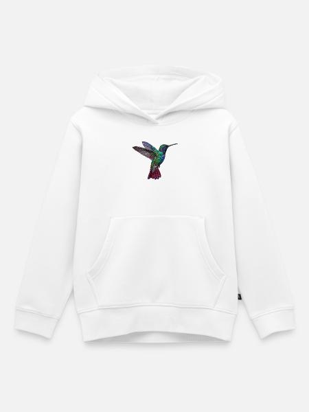 Kolibri im bestickten Look (gedruckt) - Kinder Premium Organic Hoodie - Weiß