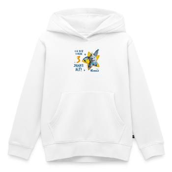 Cabane dans l’arbre KIKA avec design d’anniversaire Fidi 3 ans - Sweat Premium à capuche enfant bio - blanc - Devant - AI Model Kid Female (0cm)