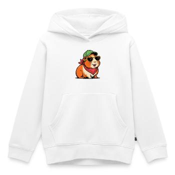 Cobaye avec lunettes de soleil – Motif d’animal mignon - Sweat Premium à capuche enfant bio - blanc - Devant - AI Model Kid Female (0cm)