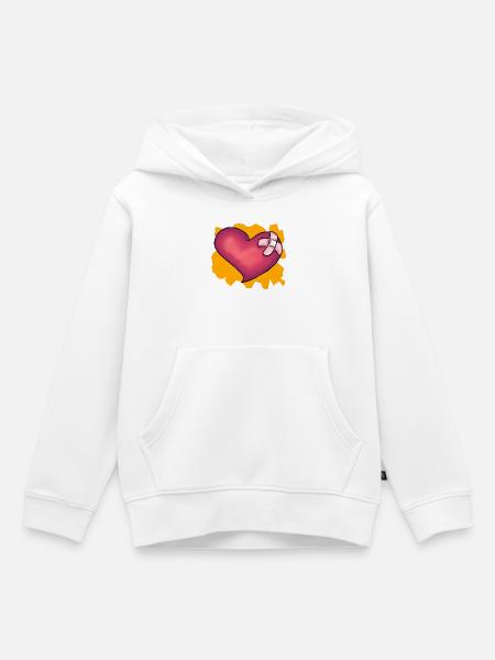 Patched Heart - Kinder Premium Organic Hoodie - Weiß
