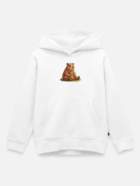 Sanfte Bärenmutter mit Jungem - Kinder Premium Organic Hoodie - Weiß