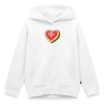 Illustration juteuse de pastèque en forme de cœur - Sweat Premium à capuche enfant bio - blanc - Devant - AI Model Kid Female (0cm)