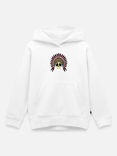 Indian Chief Skull (Farbe) - Kinder Premium Organic Hoodie - Weiß