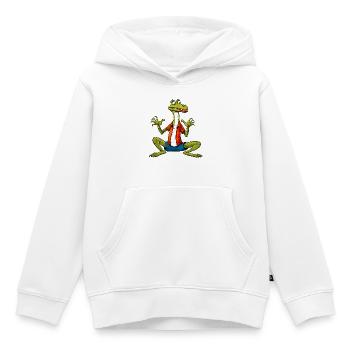 Lézard Yogi - Sweat Premium à capuche enfant bio - blanc - Devant - AI Model Kid Female (0cm)