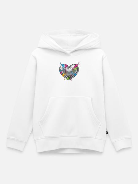 Metallherz mit Farbenschauer - Kinder Premium Organic Hoodie - Weiß
