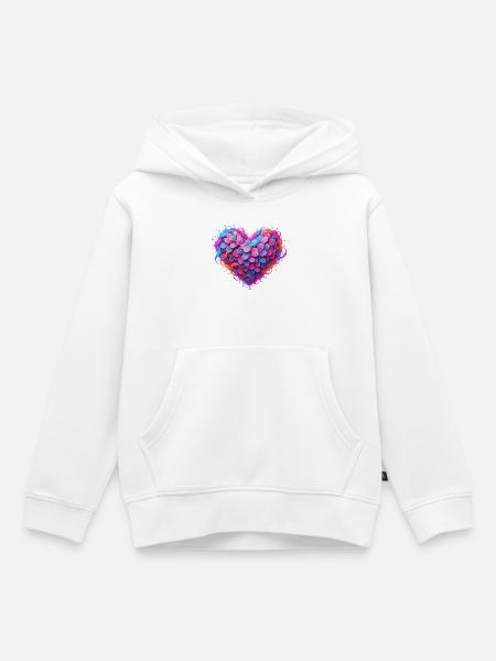 Herz aus Farbfedern Neonfarben - Kinder Premium Organic Hoodie - Weiß