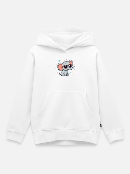 Schimmernde Elefanten-Sonnenbrille - Kinder Premium Organic Hoodie - Weiß