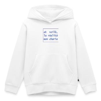 Et voilà, la réalité mon cherie - Kinder Premium Organic Hoodie - Weiß - Vorne - AI Model Kid Female (0cm)