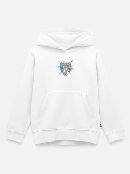 Blitzelefant mit elektrischer Aura - Kinder Premium Organic Hoodie - Weiß