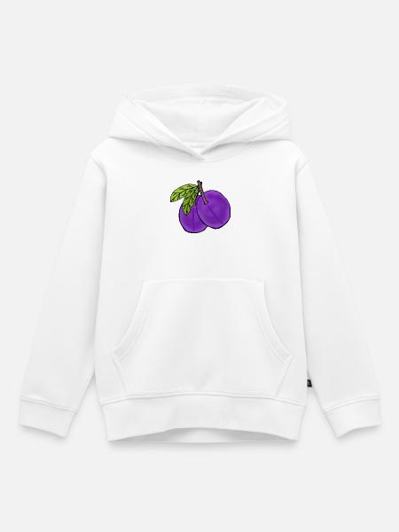 Pflaumen Obst Frucht Pflaume Garten - Kinder Premium Organic Hoodie - Weiß