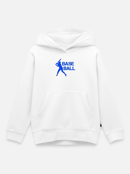 Baseball Silhouette in Blitzblau - Kinder Premium Organic Hoodie - Weiß