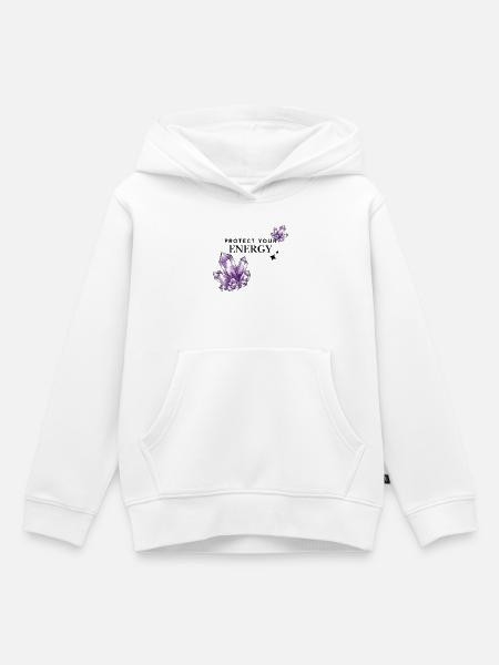 Violette Kristallcluster auf Schwarz - Kinder Premium Organic Hoodie - Weiß