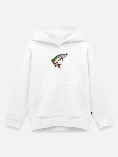 Springender Hecht - Kinder Premium Organic Hoodie - Weiß
