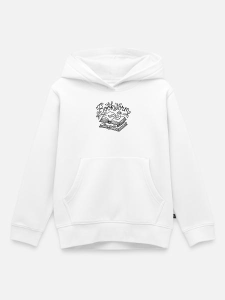 Bücherwurm - Kinder Premium Organic Hoodie - Weiß