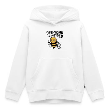 Bee-yond Tired Sleepy Bee with Coffee Cup - Kids Premium Organic Hoodie - white - Front - AI Model Kid Female (0cm)