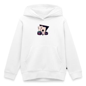 Impression de poker néon Ace - Sweat Premium à capuche enfant bio - blanc - Devant - AI Model Kid Female (0cm)