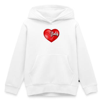 Cœur de l’Italie avec carte - Sweat Premium à capuche enfant bio - blanc - Devant - AI Model Kid Female (0cm)