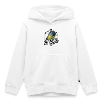 Pas paresseux, je fais économiser de l’énergie sur la batterie - Sweat Premium à capuche enfant bio - blanc - Devant - AI Model Kid Female (0cm)