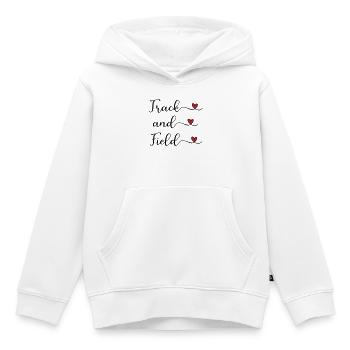 Logo manuscrit d’athlétisme avec des cœurs - Sweat Premium à capuche enfant bio - blanc - Devant - AI Model Kid Female (0cm)