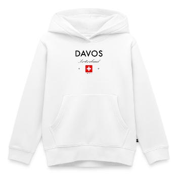 Davos Schweiz Koordinaten Reise Souvenir - Kinder Premium Organic Hoodie - Weiß - Vorne - AI Model Kid Female (0cm)