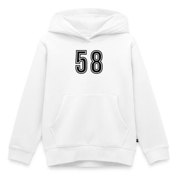 Symbole du chiffre 58 - Sweat Premium à capuche enfant bio - blanc - Devant - AI Model Kid Female (0cm)