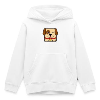 Chien - Sweat Premium à capuche enfant bio - blanc - Devant - AI Model Kid Female (0cm)