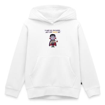 Hier für die Süßigkeiten, Halloween-Kleidung, Mama - Kinder Premium Organic Hoodie - Weiß - Vorne - AI Model Kid Female (0cm)