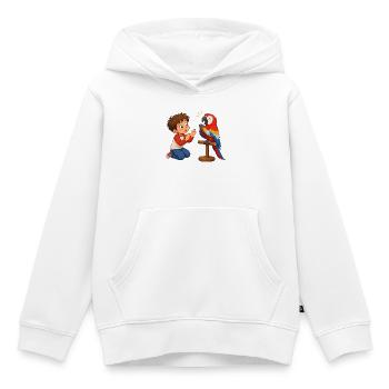 Bunter Papagei klatscht mit staunendem Jungen - Kinder Premium Organic Hoodie - Weiß - Vorne - AI Model Kid Female (0cm)