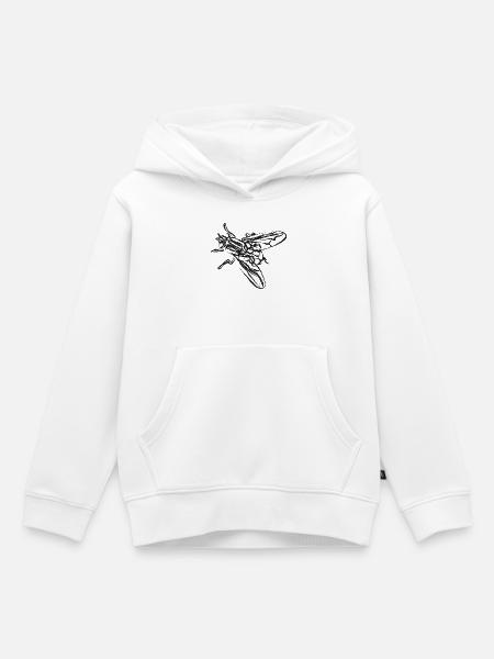 Schwarze Fliege – Insektenillustration - Kinder Premium Organic Hoodie - Weiß
