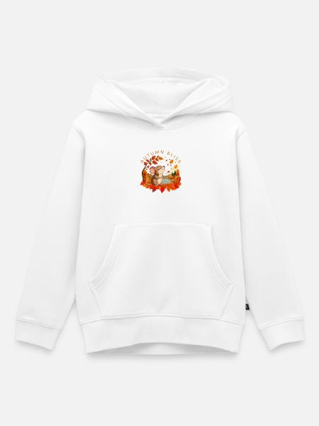 Herbstmaus in Gold - Kinder Premium Organic Hoodie - Weiß