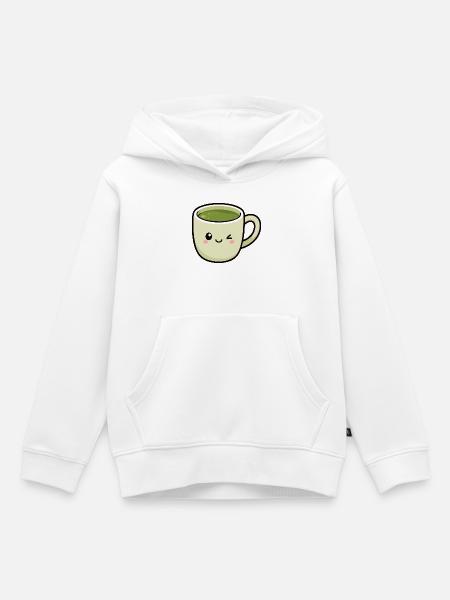 Kawaii zwinkern Matcha Grüne Teetasse - Kinder Premium Organic Hoodie - Weiß