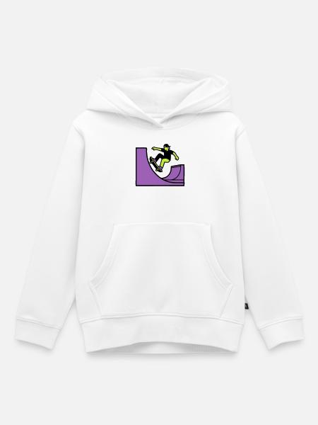 Skateboard Halfpipe Grafik - Kinder Premium Organic Hoodie - Weiß