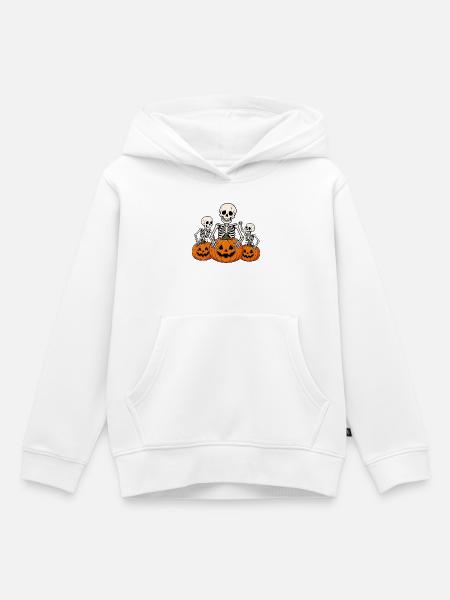 Halloween Skelett Kürbis - Kinder Premium Organic Hoodie - Weiß