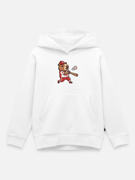Niedliche Capybara-Baseballspieler-Sportästhetik - Kinder Premium Organic Hoodie - Weiß