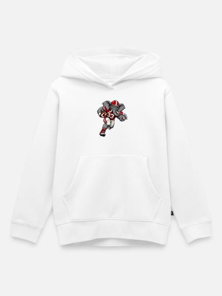 Elefant beim American Football - Kinder Premium Organic Hoodie - Weiß