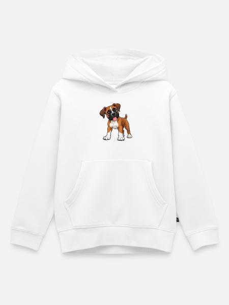 Boxer Kawaii Style – Süßer Hund - Kinder Premium Organic Hoodie - Weiß