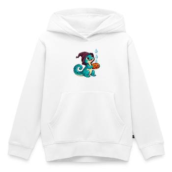 Kuscheldino Halloween Kürbis - Kinder Premium Organic Hoodie - Weiß - Vorne - AI Model Kid Female (0cm)