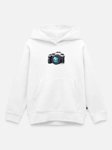 Kawaii Kamera Blickfang - Kinder Premium Organic Hoodie - Weiß