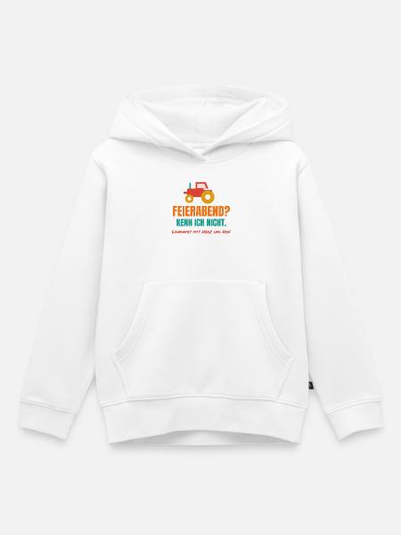 Feierabend? Kenn ich nicht. – Landwirt Spruch - Kinder Premium Organic Hoodie - Weiß