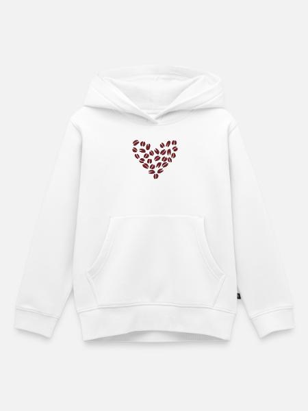 Kaffeebohne Herz - Kinder Premium Organic Hoodie - Weiß