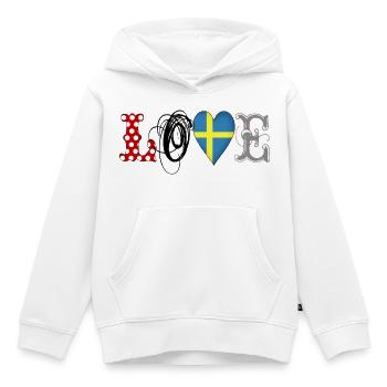 Amour Suède Noir - Sweat Premium à capuche enfant bio - blanc - Devant - AI Model Kid Female (0cm)