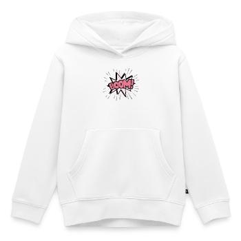 Boom pink - Kids Premium Organic Hoodie - white - Front - AI Model Kid Female (0cm)